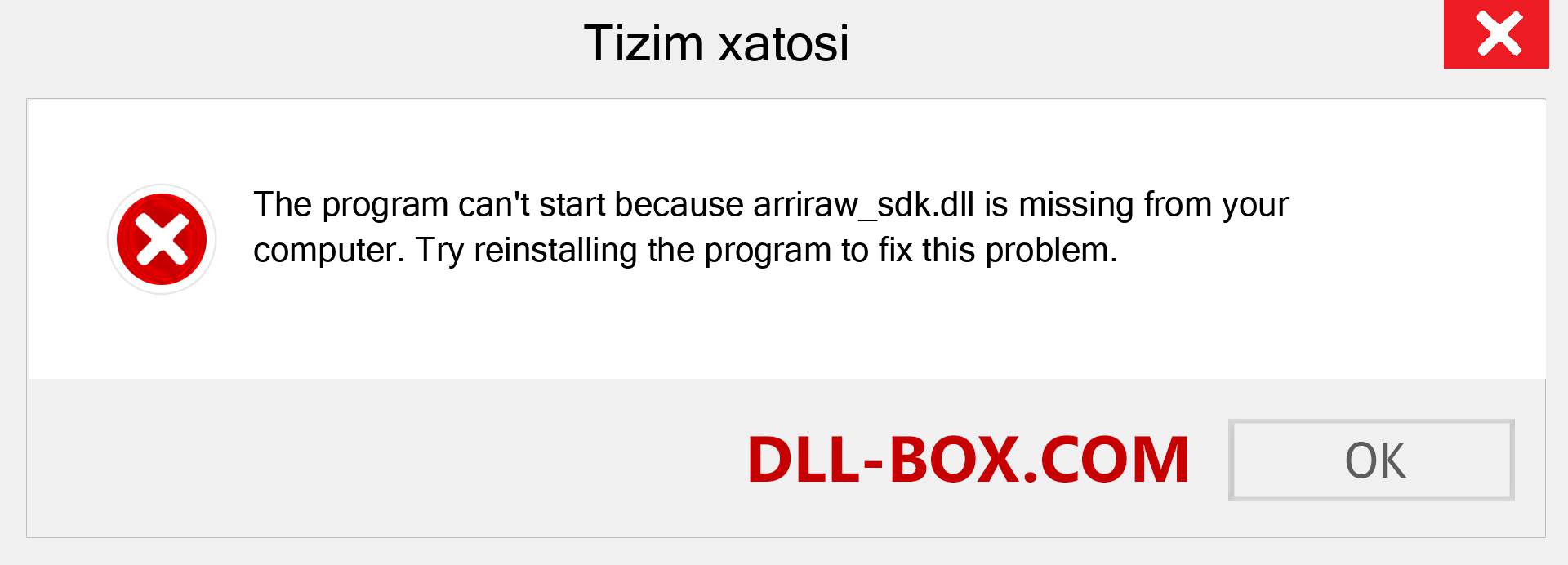 arriraw_sdk.dll fayli yo'qolganmi?. Windows 7, 8, 10 uchun yuklab olish - Windowsda arriraw_sdk dll etishmayotgan xatoni tuzating, rasmlar, rasmlar